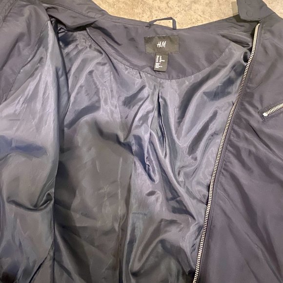 H&M | Mens Nylon-blend Navy Bomber Jacket | XL - Picture 5 of 8
